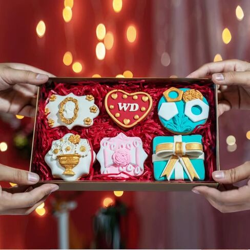 رومانتيك باكينغ طقم علب بسكويت بيضاء من قطعتين بنافذة كاملة وقاعدة بسيطة وغطاء شفاف مقاس 9 1/2 انش × 1 1/4 انش (50، ذهبي) in Kuwait