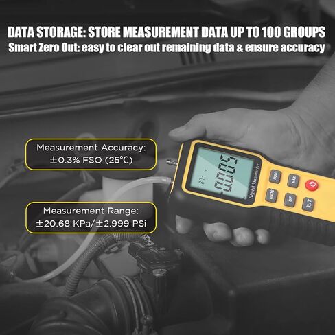 مقياس ضغط الغاز BTMETER، مقياس الضغط التفاضلي ثنائي المنفذ للتحقق من ضغط تدفق الهواء لفرن الغاز HVAC، مقياس ضغط رقمي مع إضاءة خلفية 12 وحدة قياس QX-1201 in Kuwait