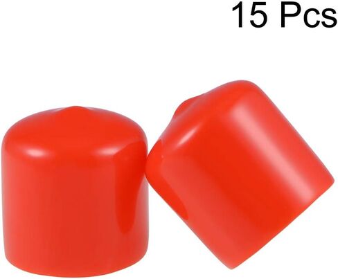 uxcell 15pcs Rubber End Caps 3/4"(19mm) ID Vinyl Round End Cap Cover Screw Thread Protectors Red in Kuwait