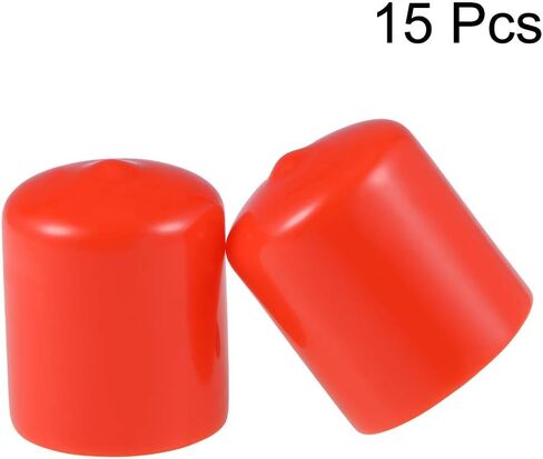 uxcell 15pcs Rubber End Caps 3/4"(19mm) ID Vinyl Round End Cap Cover Screw Thread Protectors Red in Kuwait