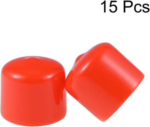uxcell 15pcs Rubber End Caps 3/4"(19mm) ID Vinyl Round End Cap Cover Screw Thread Protectors Red in Kuwait