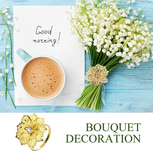Alloy Napkin Rings with Hollow Christmas Flower Napkin Holder Adornment Exquisite Napkins Rings Set Rhinestone Napkin Rings for Xmas Wedding Banquet Dinner Decor Favor (Rose Gold, 6 Pieces) in Kuwait