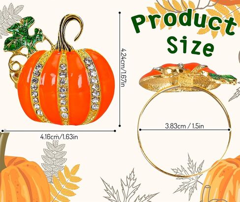 والين 6 قطع من حامل مناديل اليقطين الخريفي، خواتم مناديل عيد الشكر، خواتم معدنية لخريف الخريف، اليقطين، مشبك مناديل اليقطين مع حجر الراين، خواتم طاولة العشاء للحفلات والتجمعات العائلية وديكور طاولة in Kuwait