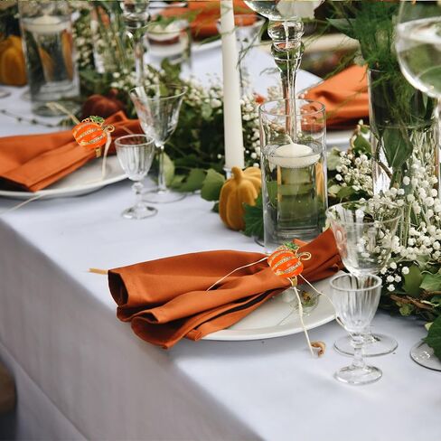 والين 6 قطع من حامل مناديل اليقطين الخريفي، خواتم مناديل عيد الشكر، خواتم معدنية لخريف الخريف، اليقطين، مشبك مناديل اليقطين مع حجر الراين، خواتم طاولة العشاء للحفلات والتجمعات العائلية وديكور طاولة in Kuwait