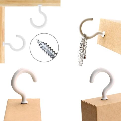 خطافات سقف مقاس 2.9 انش، خطافات تعليق للسقف بتصميم سلة للمطبخ والاكواب والاكواب والحديقة والنباتات والفنون للخشب والجدران الجافة والاستخدام الخارجي والداخلي - 12 قطعة (ابيض) in Kuwait