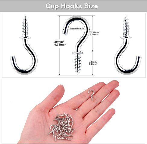 MTJSWXSY 245 قطعة خطافات سقف معدنية، خطافات سقف 1/2 بوصة، خطافات لولبية صغيرة، خطافات تعليق خفيفة (أسود) in Kuwait