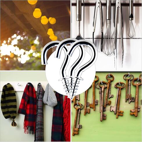 MTJSWXSY 245 قطعة خطافات سقف معدنية، خطافات سقف 1/2 بوصة، خطافات لولبية صغيرة، خطافات تعليق خفيفة (أسود) in Kuwait