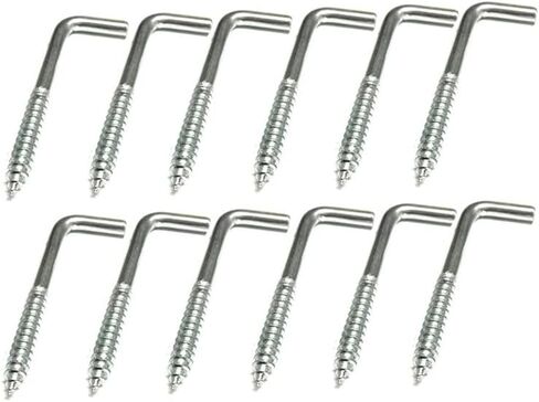 YXQ 12 قطعة خطاف انحناء مربع، M3-33x14mm خطاف حائط بزاوية قائمة على شكل حرف L، M3-33x14mm لتعليق عرض المجوهرات، مطلي بالزنك in Kuwait