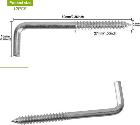 YXQ 12 قطعة خطاف انحناء مربع، M3-33x14mm خطاف حائط بزاوية قائمة على شكل حرف L، M3-33x14mm لتعليق عرض المجوهرات، مطلي بالزنك in Kuwait