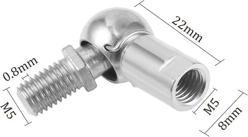 Kozelo 4 قطع CS8 زاوية كروية مشتركة - [M5x0.8 خيط أنثى يسار، M5x0.8 خيط ذكر يمين] وصلة كوع زنبركية غازية مناسبة للسيارات، باب مفصلي، خزانة in Kuwait