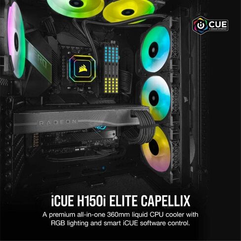Corsair iCUE H150i Elite، CW-9060048-WW، Capellix، مضخة RGB + مراوح، 360 ملم (متجدد) لسطح المكتب in Kuwait