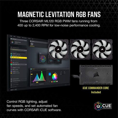 Corsair iCUE H150i Elite، CW-9060048-WW، Capellix، مضخة RGB + مراوح، 360 ملم (متجدد) لسطح المكتب in Kuwait