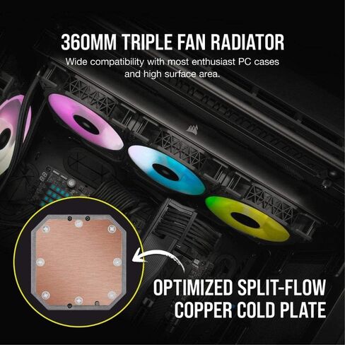 Corsair iCUE H150i Elite، CW-9060048-WW، Capellix، مضخة RGB + مراوح، 360 ملم (متجدد) لسطح المكتب in Kuwait