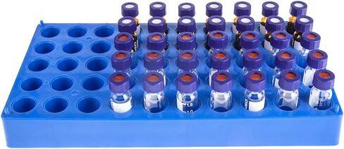 5 عبوات من رف القارورة، لون ازرق واحد يحمل 50 قارورة قياسية 12 ملم 2 مل، حامل انبوب طرد مركزي بلاستيكي in Kuwait