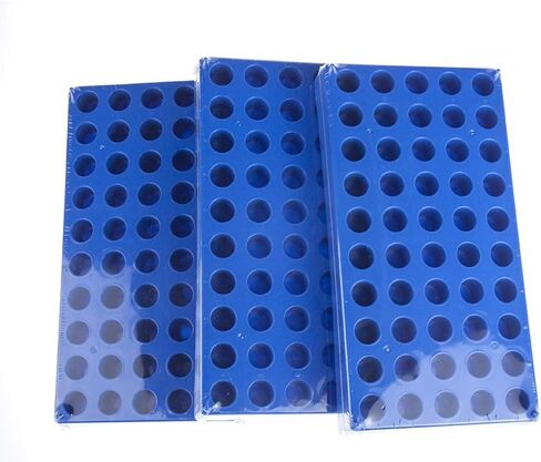 5 عبوات من رف القارورة، لون ازرق واحد يحمل 50 قارورة قياسية 12 ملم 2 مل، حامل انبوب طرد مركزي بلاستيكي in Kuwait