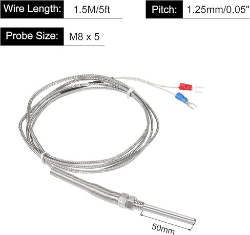 MECCANIXITY K Type Thermocouple Probe Waterproof Temperature Controller Sensor Stainless Steel 32 to 1112°F (0 to 600°C) 5x50mm 5ft in Kuwait