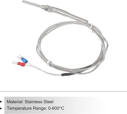 MECCANIXITY K Type Thermocouple Probe Waterproof Temperature Controller Sensor Stainless Steel 32 to 1112°F (0 to 600°C) 5x50mm 5ft in Kuwait