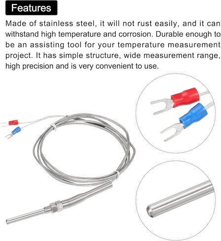 MECCANIXITY K Type Thermocouple Probe Waterproof Temperature Controller Sensor Stainless Steel 32 to 1112°F (0 to 600°C) 5x50mm 5ft in Kuwait