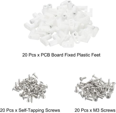 MECCANIXITY PCB لوحة دائرة بلاستيكية ذات أقدام ثابتة، فاصل تركيب أبيض 20 مم مع براغي لوحدة تحكم الألعاب الرئيسية، 20 مجموعة in Kuwait