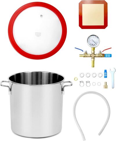 غرفة تفريغ QWORK، غطاء أكريليك مقسّى سعة 5 جالون، غرفة تفريغ من الفولاذ المقاوم للصدأ، لإزالة الغازات من السيليكون، وتثبيت الخشب in Kuwait