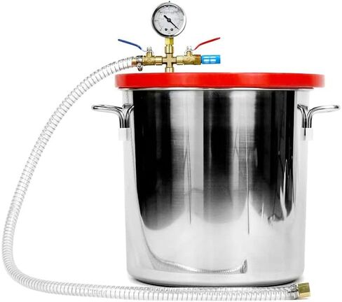 غرفة تفريغ QWORK، غطاء أكريليك مقسّى سعة 5 جالون، غرفة تفريغ من الفولاذ المقاوم للصدأ، لإزالة الغازات من السيليكون، وتثبيت الخشب in Kuwait