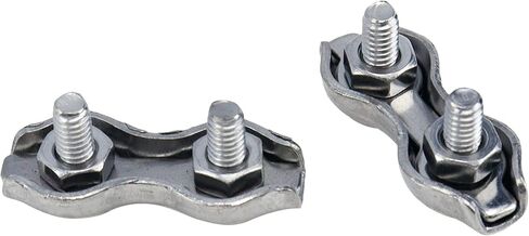 Sydien 10Pcs 304 Stainless Steel M2 Double Wire Rope Clip Cable Clamps for 1/16" Diameter Wire Cable in Saudi Arabia