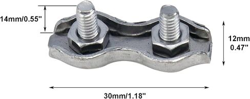 Sydien 10Pcs 304 Stainless Steel M2 Double Wire Rope Clip Cable Clamps for 1/16" Diameter Wire Cable in Saudi Arabia