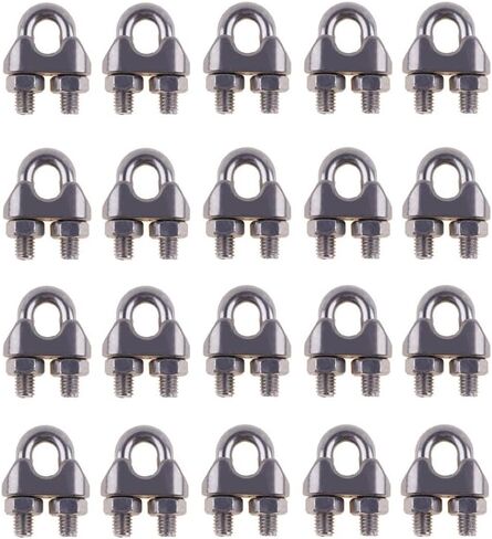 20 قطعة من Eowpower من الفولاذ المقاوم للصدأ 3/16 بوصة M4 مشبك كابل سلكي in Kuwait