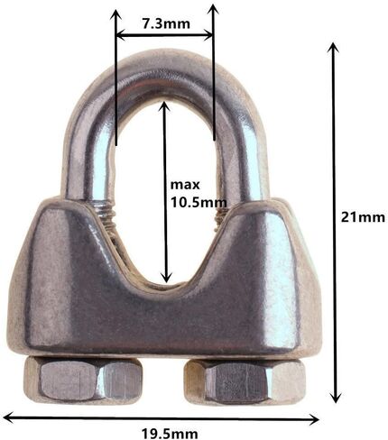 20 قطعة من Eowpower من الفولاذ المقاوم للصدأ 3/16 بوصة M4 مشبك كابل سلكي in Kuwait