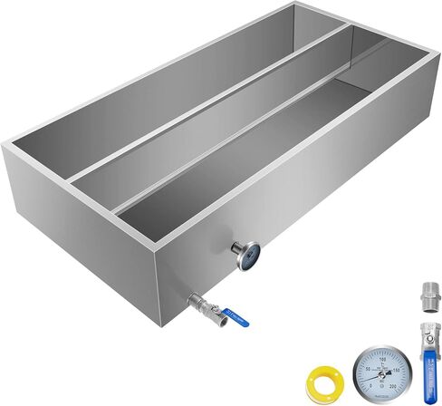 VBENLEM وعاء مبخر شراب القيقب مقاس 36 × 24 × 18.5 بوصة من الفولاذ المقاوم للصدأ وعاء غليان شراب القيقب مع صمام ومقياس حرارة ومقلاة مقسمة ومقلاة تغذية in Saudi Arabia