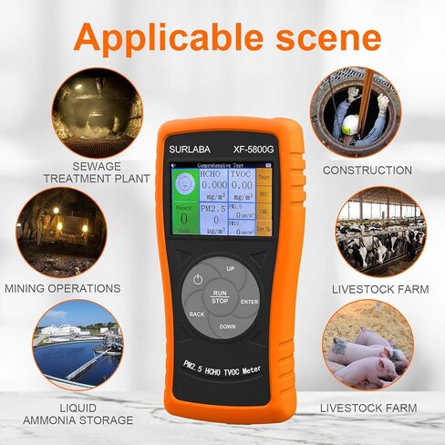 كاشف غاز الأمونيا المحمول، شاشة 0 ~ 100 جزء في المليون Nh3 XF-5800G USB قابلة لإعادة الشحن مع درجة الحرارة (℉/درجة مئوية)، والرطوبة، ومراقبة الإنذار لمزارع الدواجن والصناعة in Kuwait