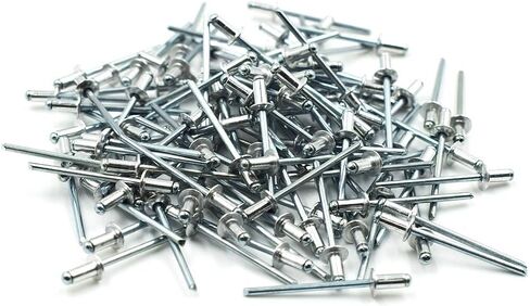 TOUHIA 100 قطعة من المسامير المصنوعة من الألومنيوم مقاس 1/8 بوصة × 1/4 بوصة، مسامير عمياء على شكل قبة (4-2)، فجوة 0.06 بوصة - 0.12 بوصة in Kuwait