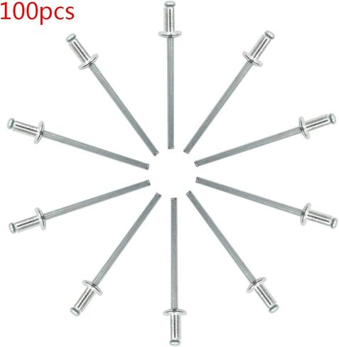 TOUHIA 100 قطعة من المسامير المصنوعة من الألومنيوم مقاس 1/8 بوصة × 1/4 بوصة، مسامير عمياء على شكل قبة (4-2)، فجوة 0.06 بوصة - 0.12 بوصة in Kuwait