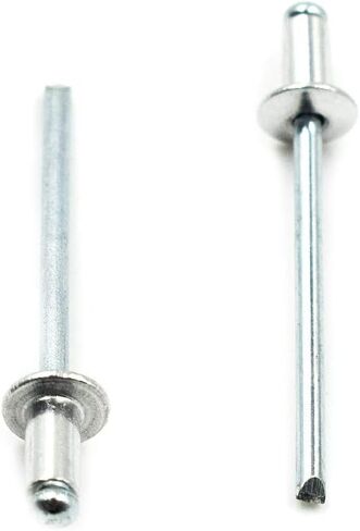 TOUHIA 100 قطعة من المسامير المصنوعة من الألومنيوم مقاس 1/8 بوصة × 1/4 بوصة، مسامير عمياء على شكل قبة (4-2)، فجوة 0.06 بوصة - 0.12 بوصة in Kuwait