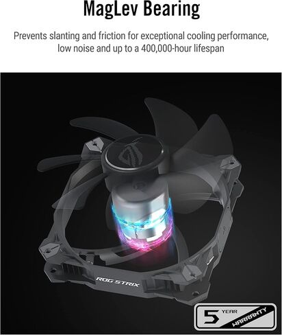 ASUS ROG Strix XF120 Whisper-Quiet, 4-pin PWM Fan for PC Cases, Radiators or CPU Cooling (120mm, up to 400,000 Hours lifespan, Magnetic-Levitation, 1800RPM, 5 Years Warranty) in Kuwait