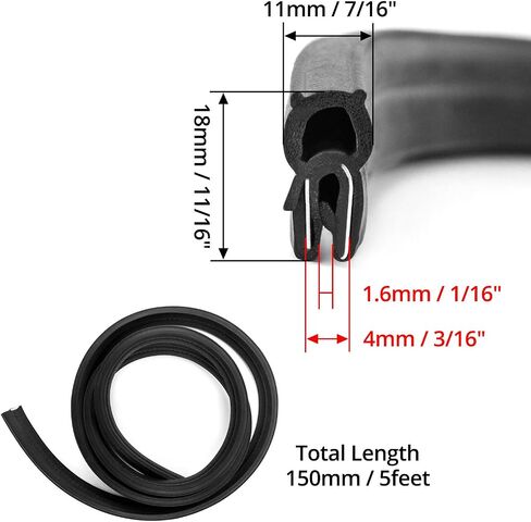 QWORK 20 Feet EPDM Rubber Trim Seal with Top Bulb, Fits Edge 1/16" to 1/8" in Saudi Arabia