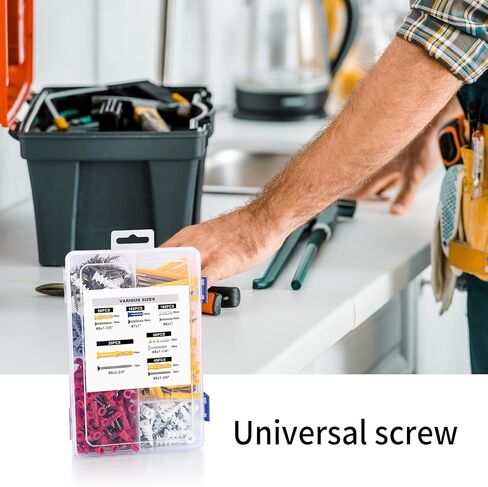 530 قطعة من مثبتات الحائط والمسامير للجدران الجافة، مجموعة متنوعة من مراسي الحوائط الجافة والمسامير، ومسامير ذات رأس مسطحة مجلفنة، ومراسي جدارية بلاستيكية ذاتية الحفر للجدار الجاف ومسامير للتعليق على الحائط in Kuwait