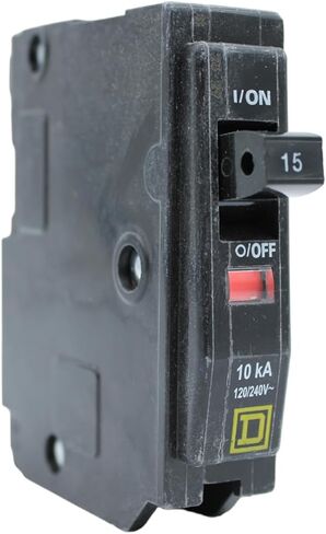 قاطع دائرة مربع D QO115، 10 حزم، QO، 15 أمبير، 120 فولت، مدرج في قائمة UL، عمود واحد، 10 كيلو أمبير هواء، نوع قياسي، توصيل، الكمية 10 in Kuwait