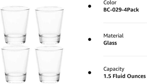 BCnmviku 1.5 oz Shot Glasses Sets with Heavy Base, Clear Shot Glass (4 Pack) in Kuwait