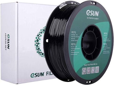 eSUN 3D 1.75 مم PETG خيوط سوداء 1 كجم (2.2 رطل)، خيوط طابعة ثلاثية الأبعاد PETG، دقة الأبعاد +/- 0.03 مم، 1.75 مم أسود غير شفاف صلب in Kuwait