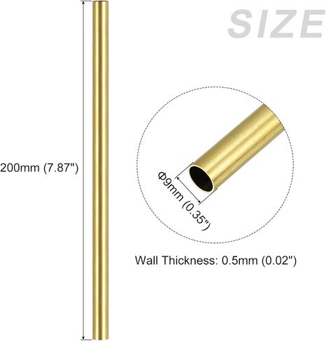 METALLIXITY Brass Tube (9mm OD x 0.5mm Wall T x 200mm L), Straight Tubing - for Home Furnishing, Machinery, DIY Handicraft in Saudi Arabia