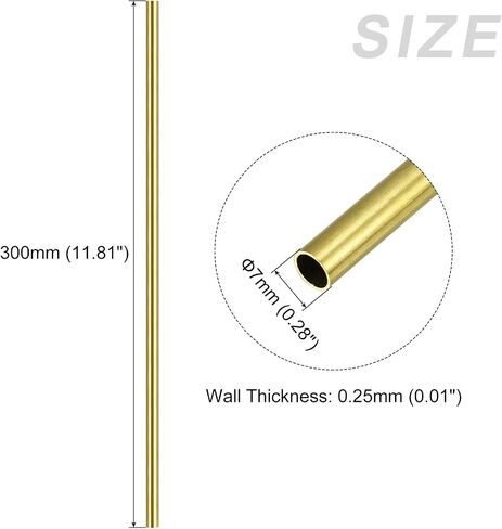 METALLIXITY Brass Tube (7mm OD x 0.25mm Wall T x 300mm L), Straight Tubing - for Home Furnishing, Machinery, DIY Handicraft in Saudi Arabia