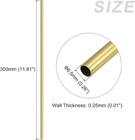 أنبوب نحاسي METALLIXITY (6.5 مم OD × 0.25 مم جدار T × 300 مم طول) قطعتان، أنابيب مستقيمة - للتأثيث المنزلي، والآلات، والحرف اليدوية اليدوية in Saudi Arabia