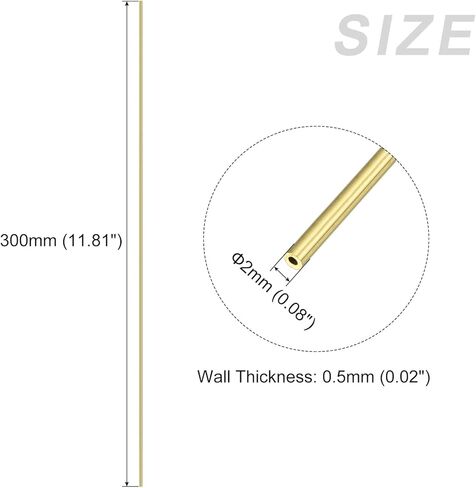 أنبوب نحاسي من ميتاليكسيتي (2 مم OD × 0.5 مم طول الجدار × 300 مم طول) 4 قطع، أنابيب مستقيمة - للتأثيث المنزلي، والآلات، والحرف اليدوية اليدوية in Kuwait