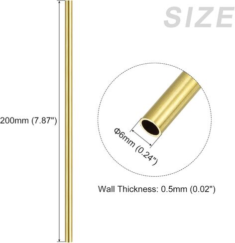 أنبوب نحاسي METALLIXITY (6 مم OD × 0.5 مم طول الجدار × 200 مم طول)، أنابيب مستقيمة - للتأثيث المنزلي، والآلات، والحرف اليدوية اليدوية in Saudi Arabia