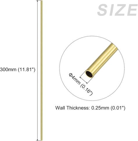 أنبوب نحاسي METALLIXITY (4 مم OD × 0.25 مم جدار T × 300 مم طول) 4 قطع، أنابيب مستقيمة - للتأثيث المنزلي، والآلات، والحرف اليدوية اليدوية in Saudi Arabia