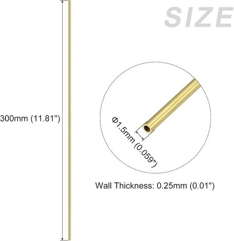 أنبوب نحاسي METALLIXITY (1.5 مم OD × 0.25 مم جدار T × 300 مم طول) 3 قطع، أنابيب مستقيمة - للأثاث المنزلي، والآلات، والحرف اليدوية اليدوية in Saudi Arabia