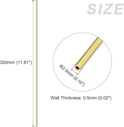 أنبوب نحاسي من METALLIXITY (2.5 مم OD × 0.5 مم جدار T × 300 مم طول) 4 قطع، أنابيب مستقيمة - للتأثيث المنزلي، والآلات، والحرف اليدوية اليدوية in Kuwait