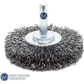 عجلة الأسلاك المجعدة المثبتة 6.35 سم من بينشمارك لثقب ضيق فرشاة طرف الأسلاك لإزالة طلاء إزالة الحرق لزاوية المطحونة بالهواء المضغوط - فولاذ كربوني in Kuwait