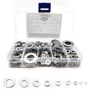 مجموعة غسالات مسطحة من الفولاذ المقاوم للصدأ 684 قطعة، غسالات للبراغي، مجموعة متنوعة من أدوات غسالات الحاجز المعدني، لتزيين المنزل، إصلاح المصانع، المطابخ M2/M2.5/M3/M4/M5/M6/M8/M10/M12 in Kuwait